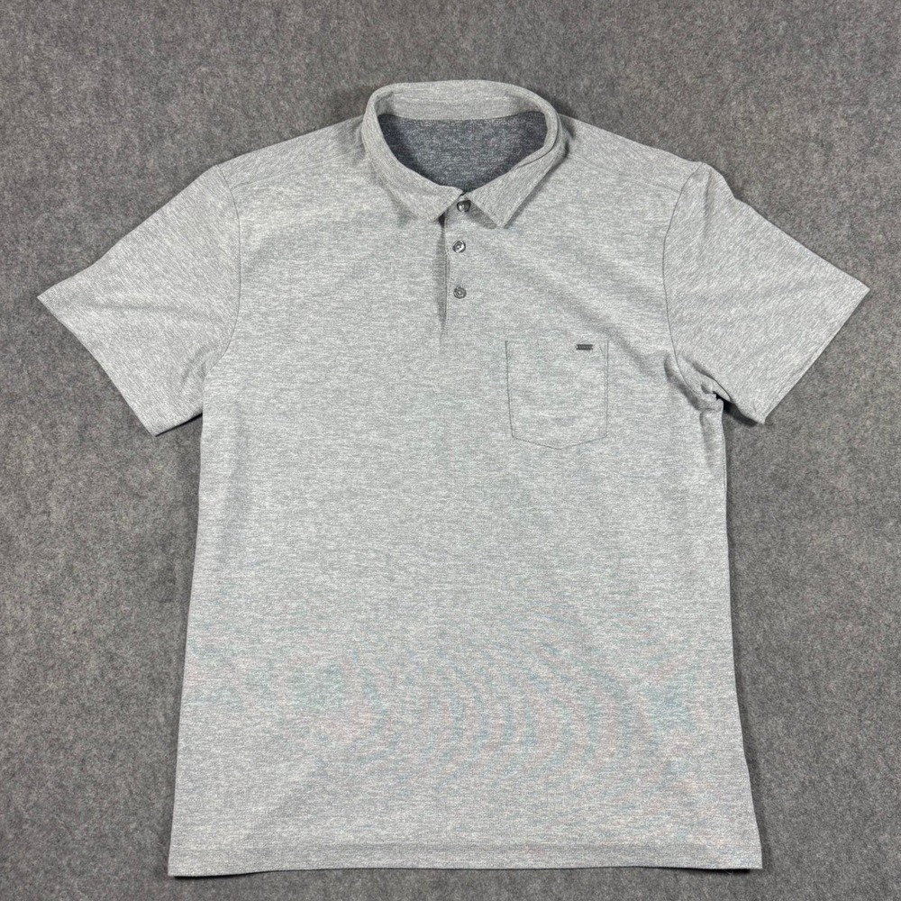 Vuori Polo Shirt Mens L Grey S#V164 Short Sleeve Pocket Performance Activewear